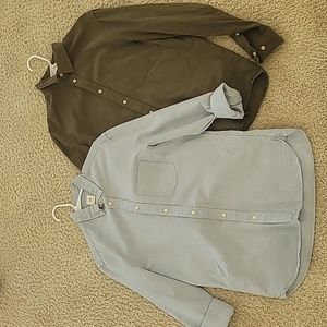 2 H & M dress shirts long sleeve (green and blue)